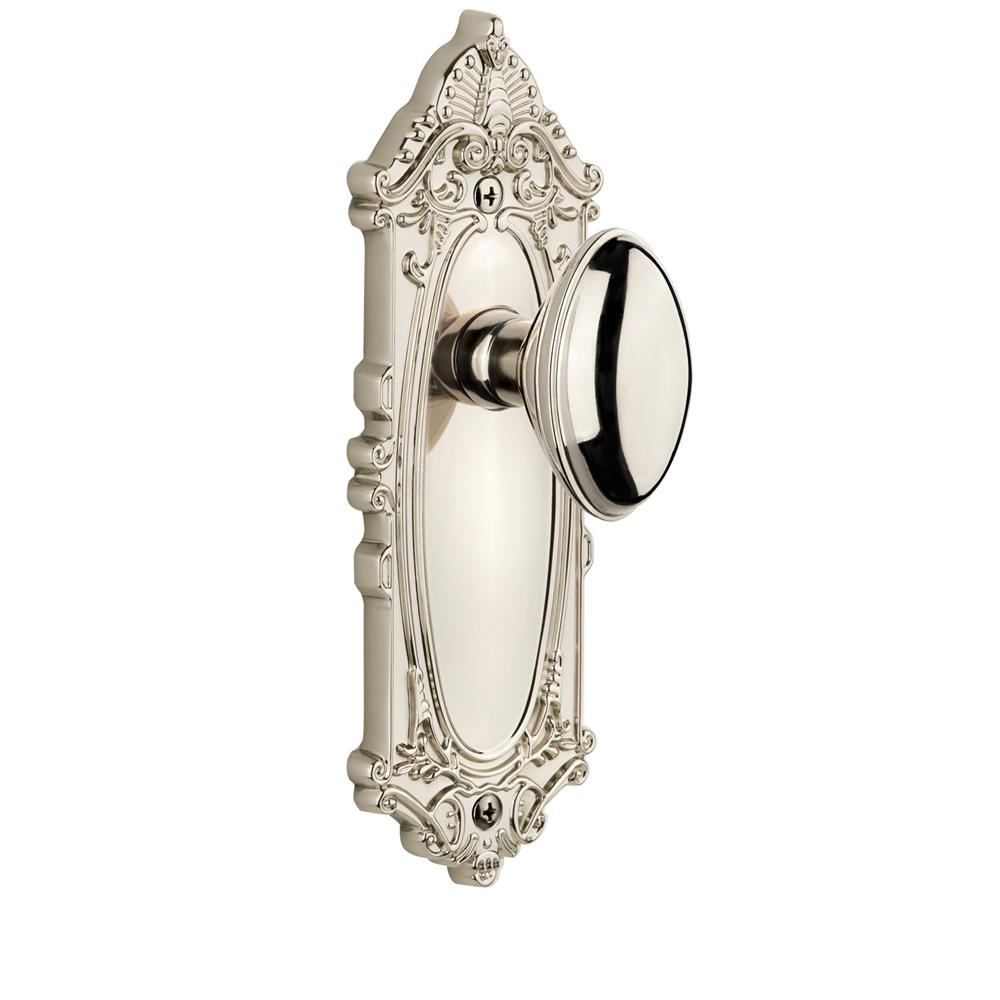 Grandeur by Nostalgic Warehouse GVCEDN Single Dummy Knob Without Keyhole - Grande Victorian Plate with Eden Prairie Knob in Polished Nickel